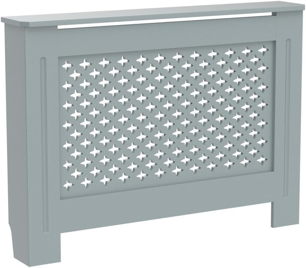 Medium Grey Radiator Cover | Modern Cross Slat MDF Cabinet