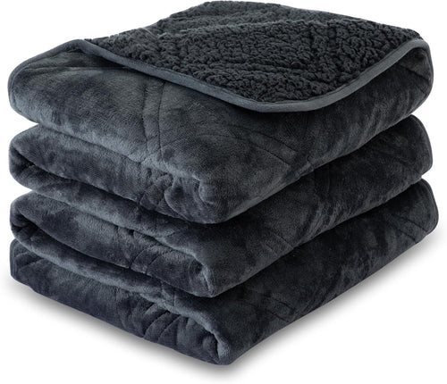 Sherpa Fleece Weighted Blanket for Adults - Grey - 150x200cm (6kg)