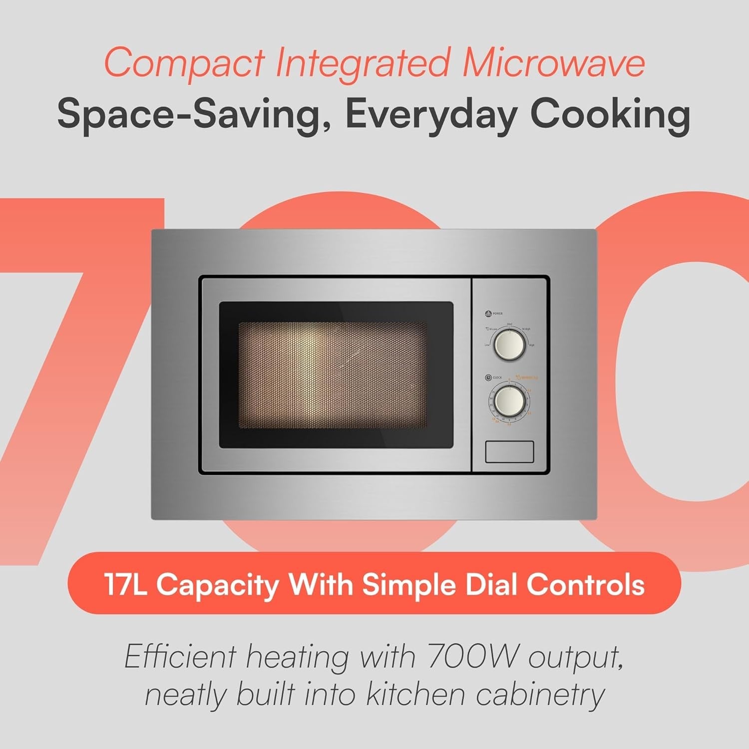 Cookology 17L Built-in Microwave Stainless Steel Integrated Frame Trim