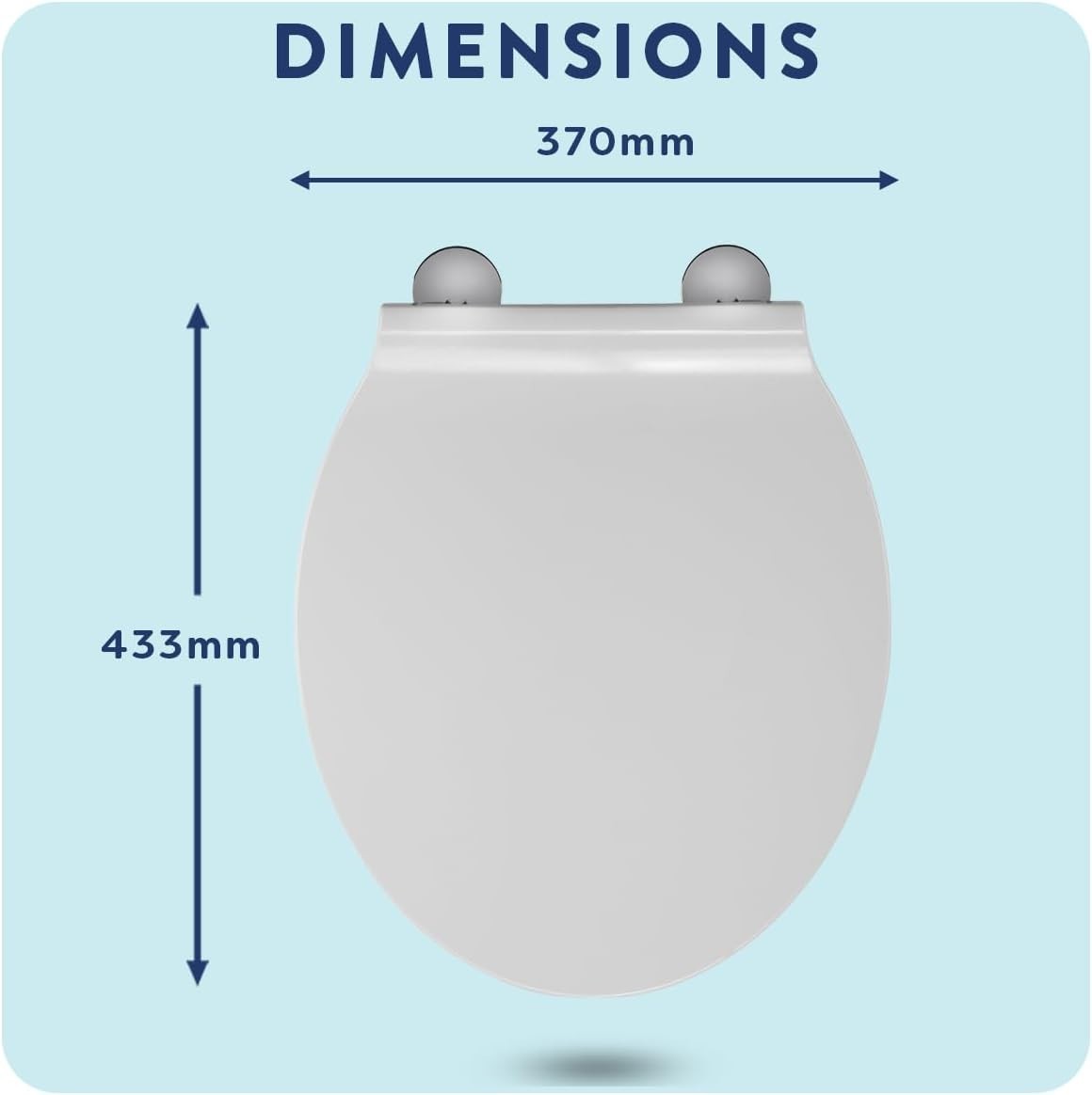 White Slimline Toilet Seat Flexi-Fix Adjustable Hinges Antibacterial Durable