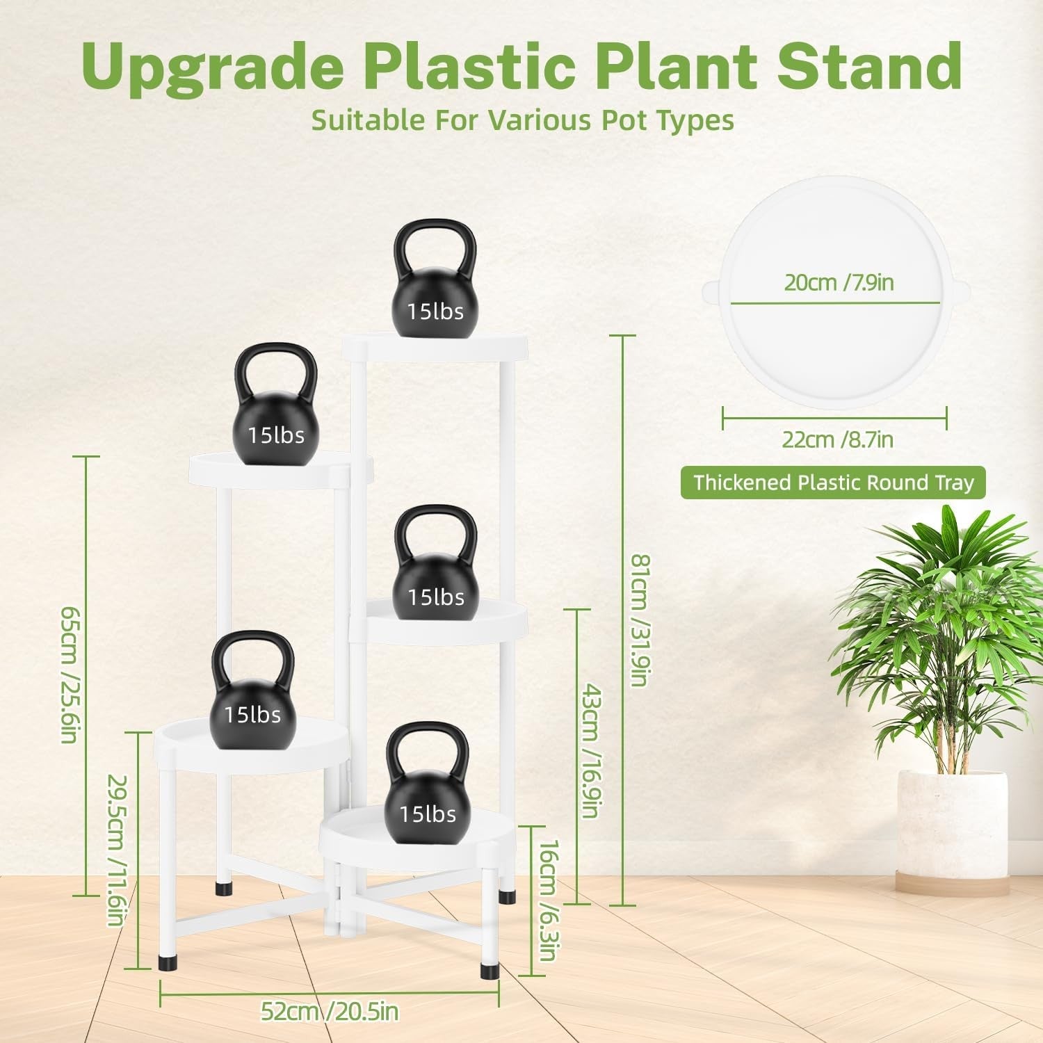 5 Tier Folding Plant Stand Indoor Outdoor | White Metal Corner Flower Rack