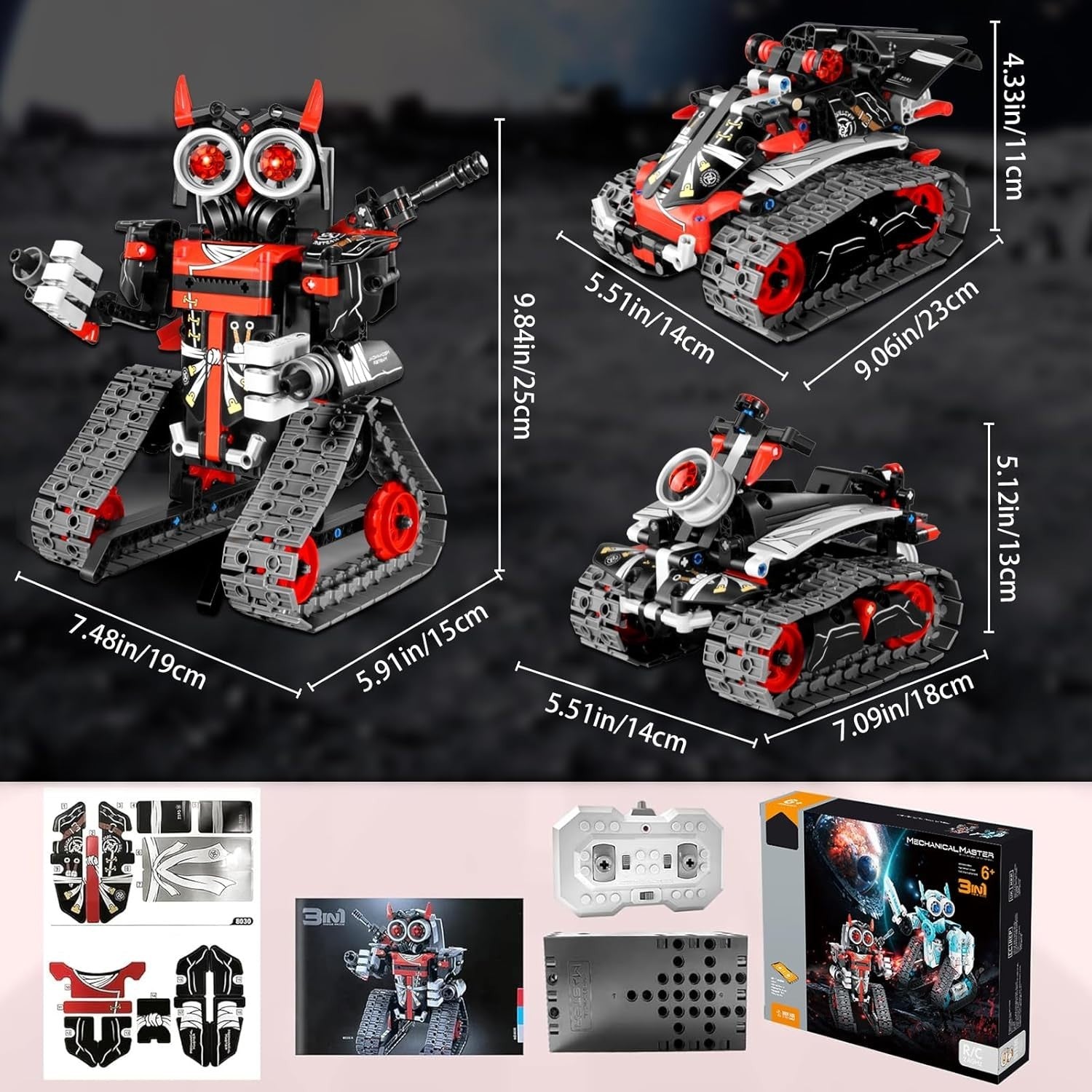 3-in-1 RC Robot Building Set 398PCS – App & Remote Control STEM Toy Gift