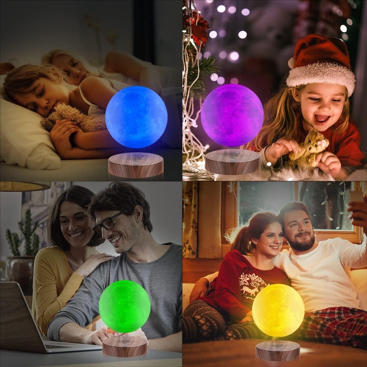 Levitating Moon Lamp 16 Colors, Floating Magnetic Night Light, 15cm Decor