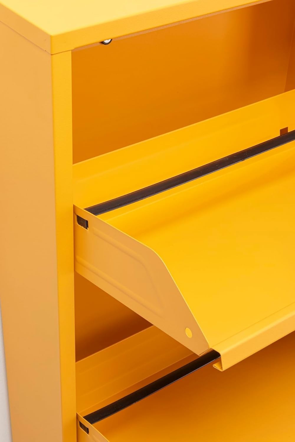 Space-Saving 3-Tier Flip Shoe Cabinet, Slim Metal Rack for 6 Pairs, Yellow