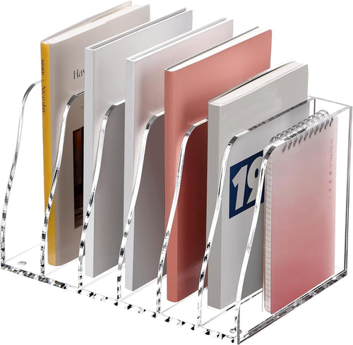 Clear Acrylic Desk File Organizer 6-Section Magazine Document Holder