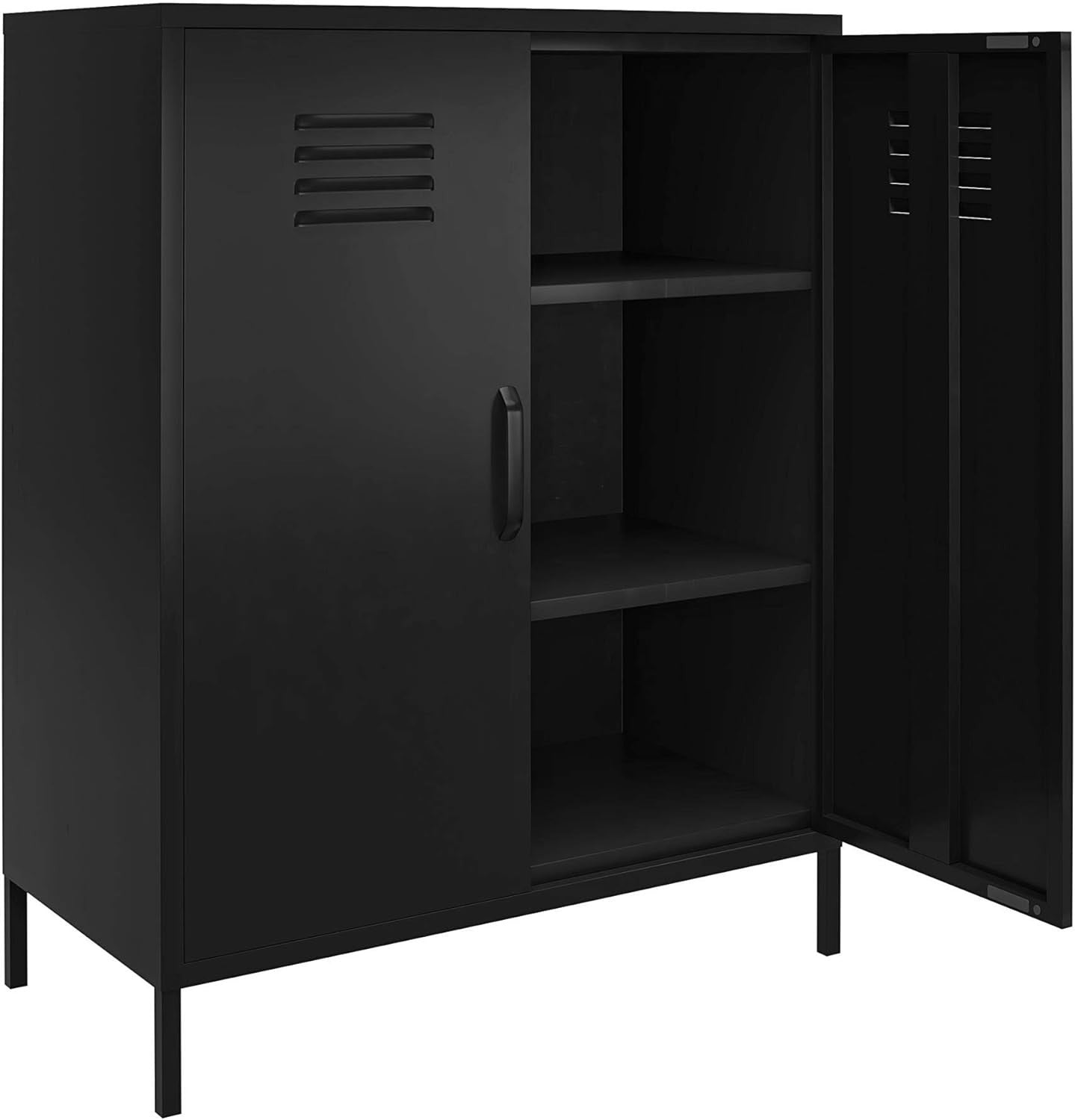 Metal Storage Cabinet 2 Doors, 3 Shelves, Lightweight, Scratch-Resistant