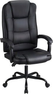 Executive Office Chair Swivel Recliner Ergonomic Headrest Faux Leather Black