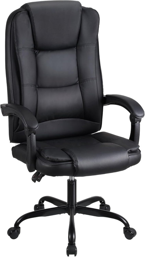 Executive Office Chair Swivel Recliner Ergonomic Headrest Faux Leather Black