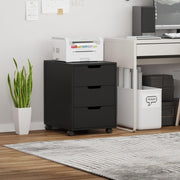 Black Rolling Desk Pedestal 3 Drawer Under Desk File Printer Cabinet