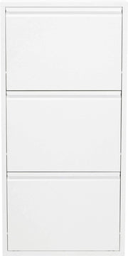 Slim 3-Tier Steel Shoe Cabinet with Tilt Compartments, Space-Saving Design