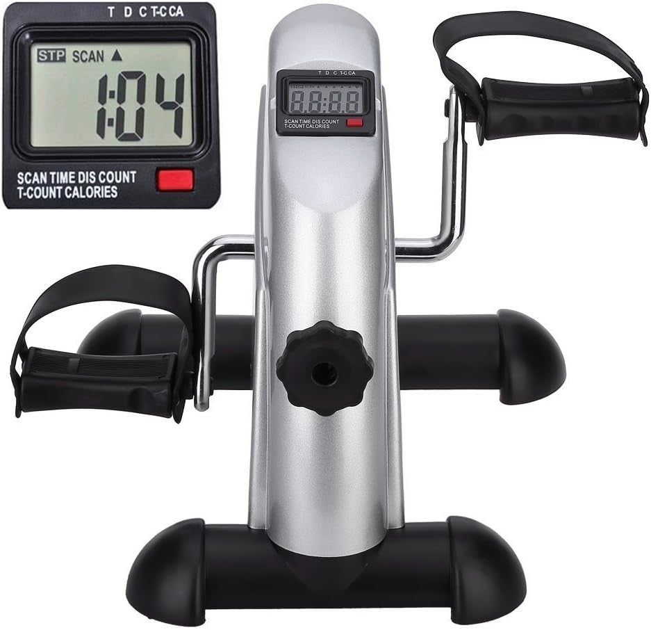Mini Exercise Bike Pedal Exerciser for Legs & Arms LCD Portable