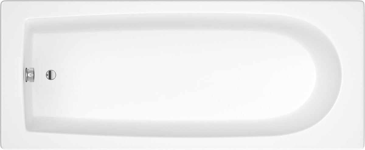 1700x700mm Single Ended Round Shower Bath Gloss White Acrylic Soaking Tub