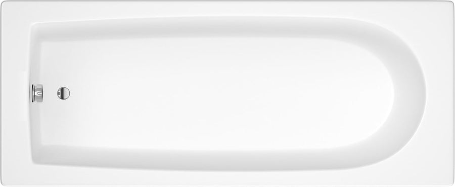 1700x700mm Single Ended Round Shower Bath Gloss White Acrylic Soaking Tub