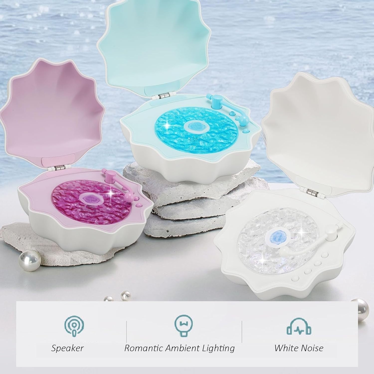 Shell Bluetooth Speaker Night Light White Noise Sound Machine Mood Lamp