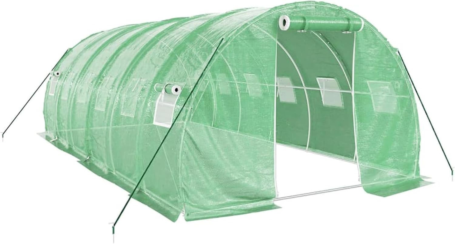 Large 54m² Outdoor Greenhouse 18x3x2m Steel Frame PE Cover Weatherproof