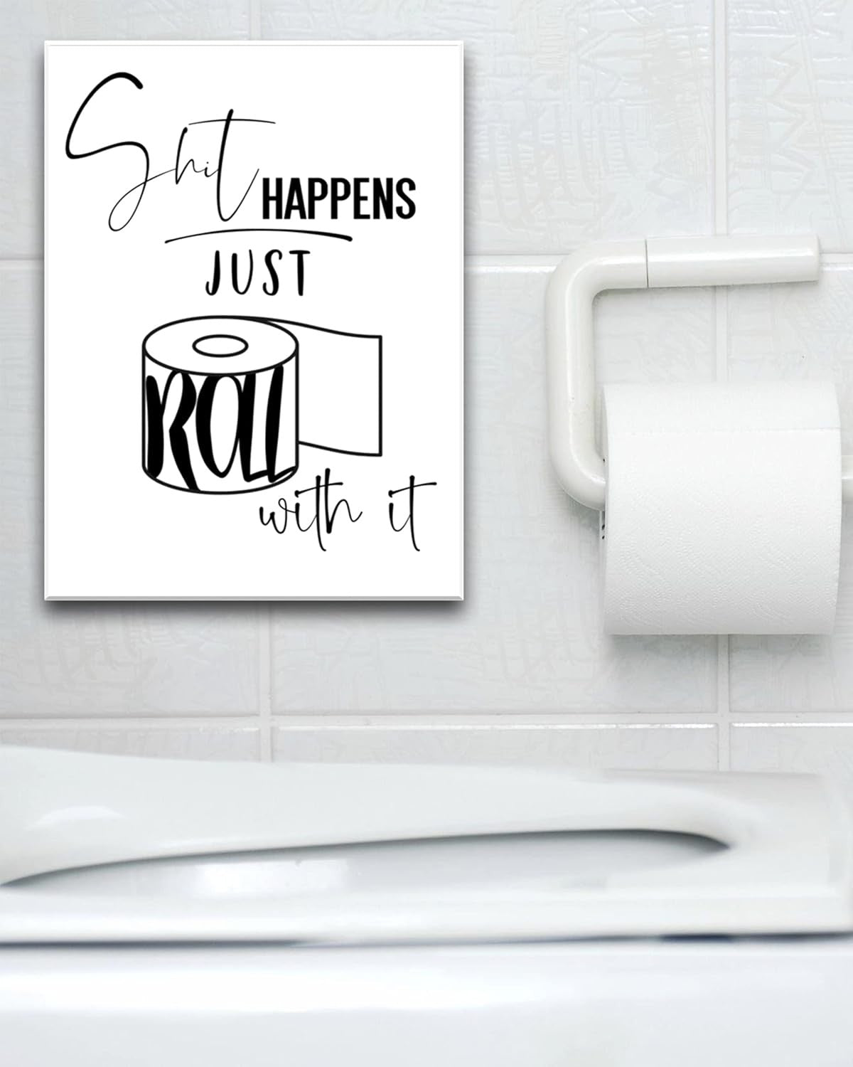Funny Bathroom Wall Art 12x16 Framed Waterproof Canvas