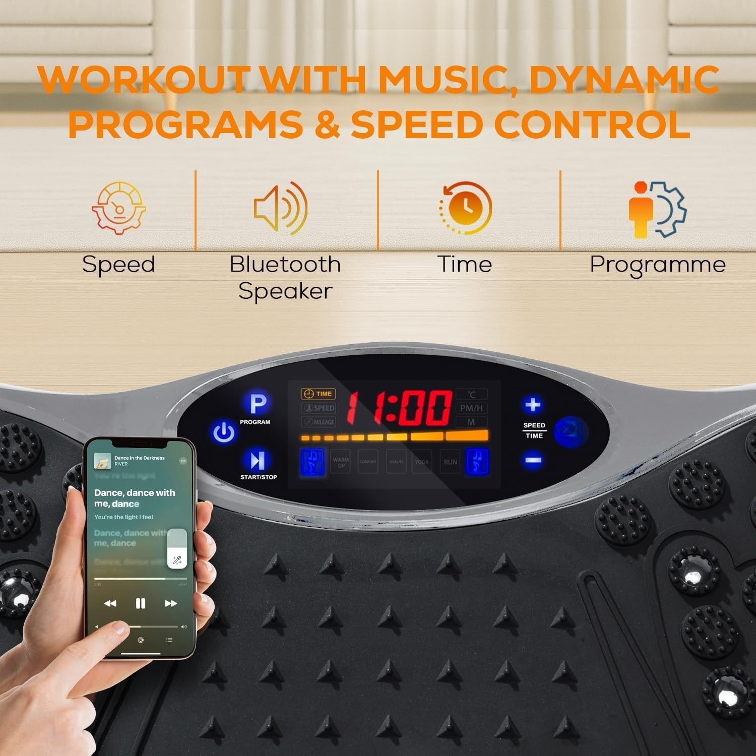 Vibration Plate Exercise Machine 99 Levels Bluetooth Remote 120KG