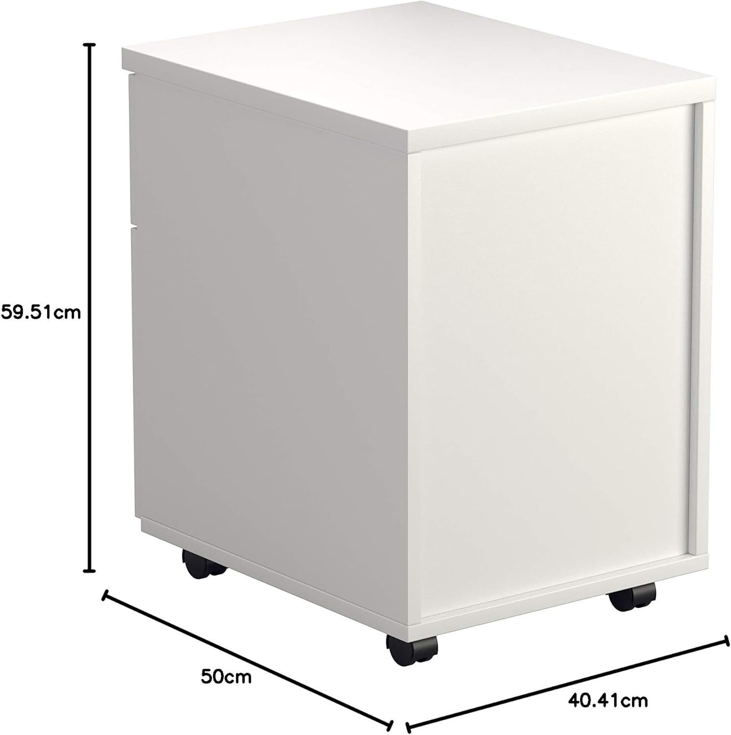 Lockable 2 Drawer Mobile Filing Cabinet Pedestal Office Storage White