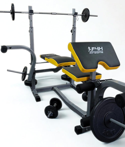 Heavy Duty Adjustable Weight Bench With Barbell Rack Preacher Curl Home Gym