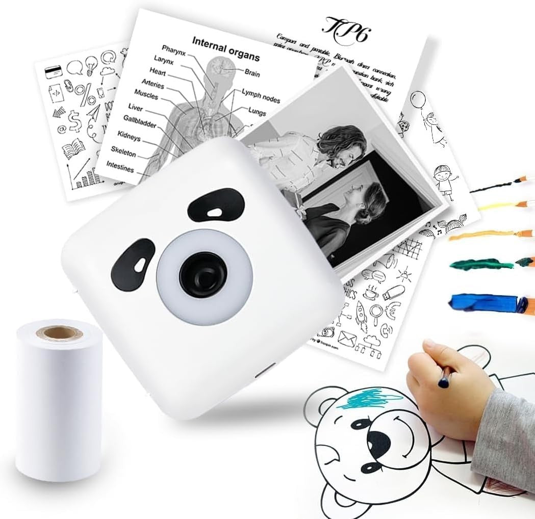 Mini Pocket Label Printer 300DPI Bluetooth Portable Photo Maker White