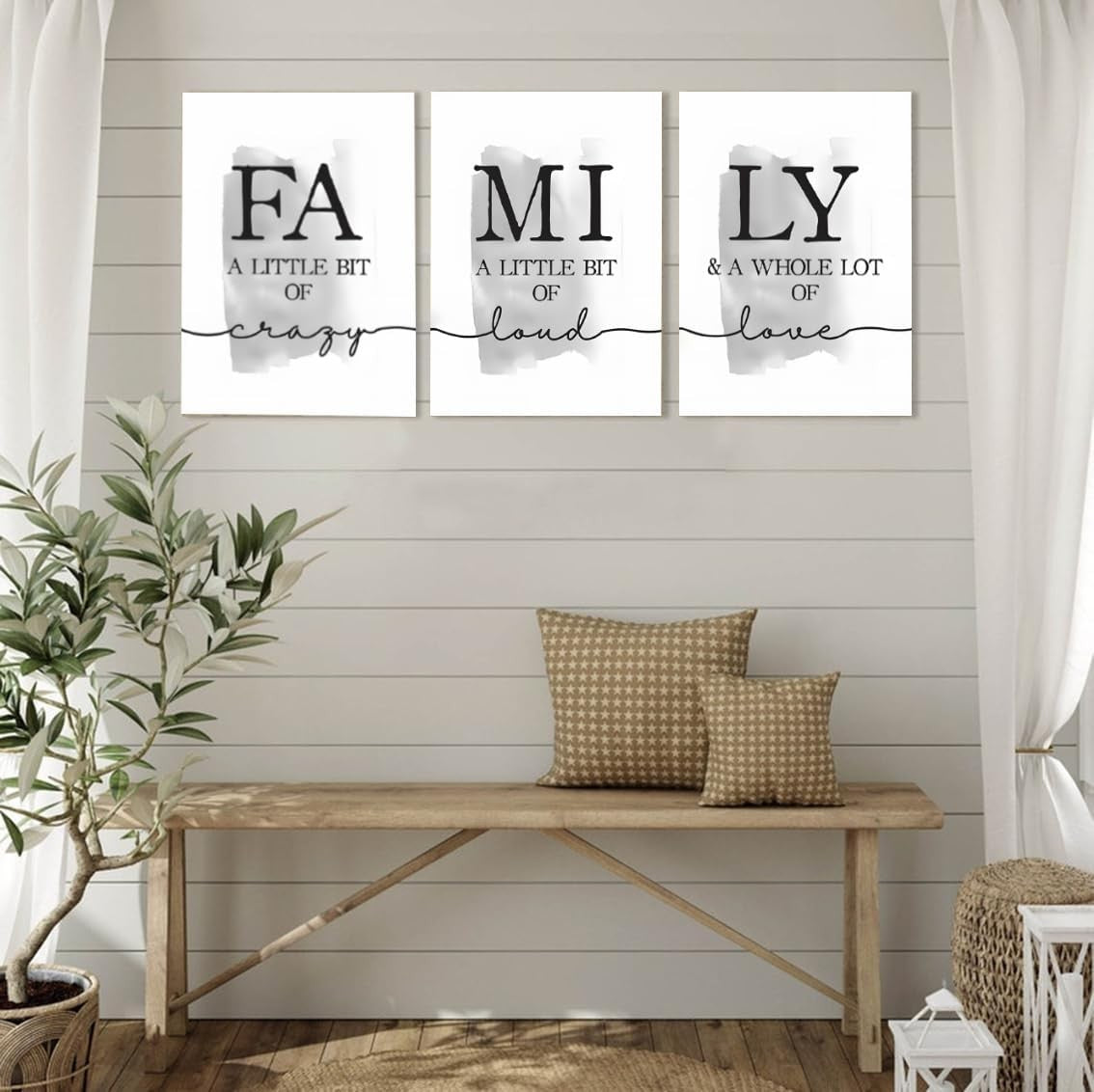 Large 3-Piece Abstract Canvas Wall Art 16x24 in Family Home Decor