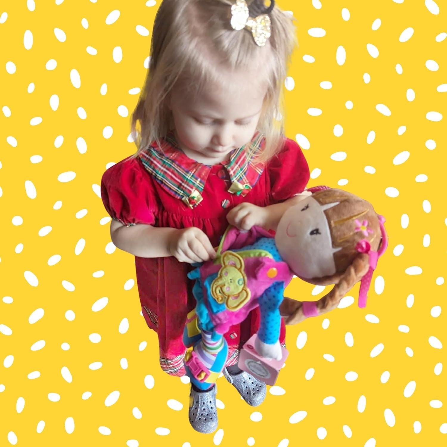15.5” Montessori Dressing Plush Doll Toddler Learning Buckles Toy