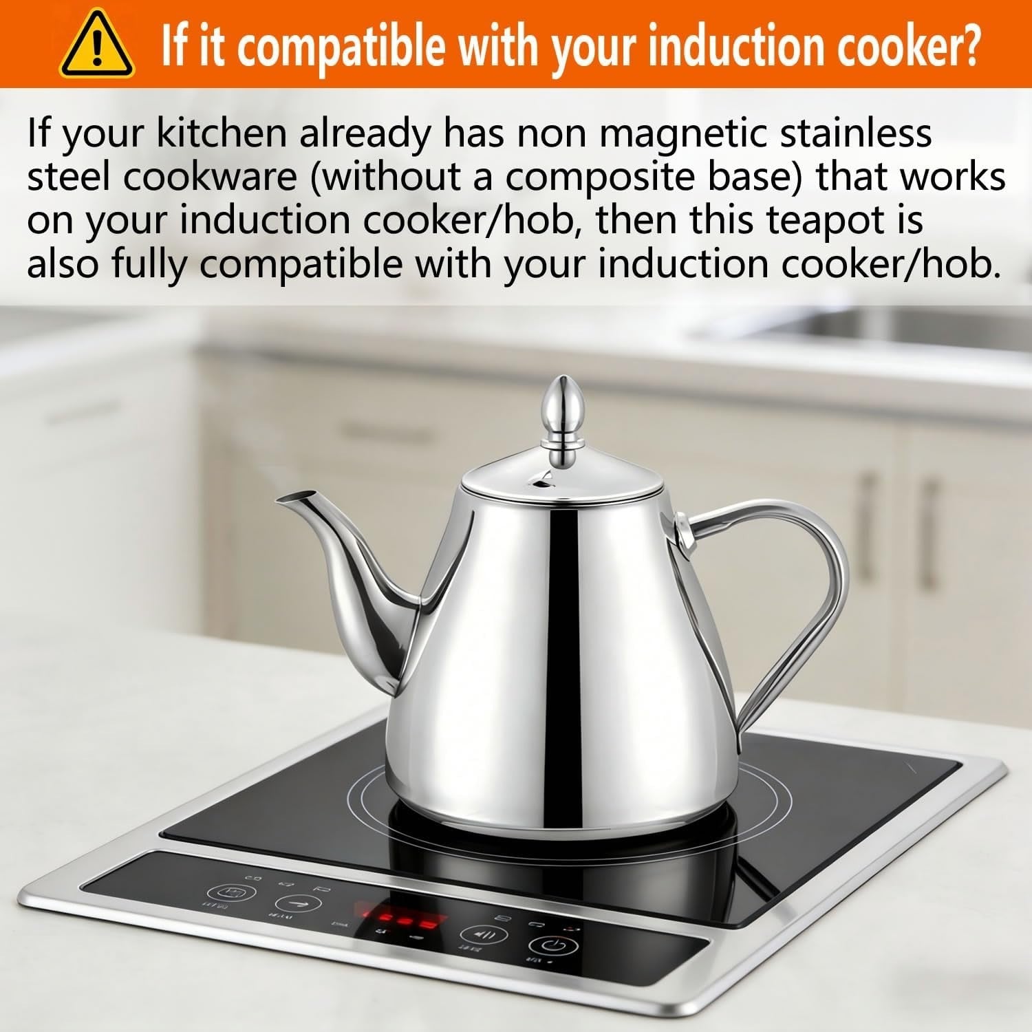 Stainless Steel Teapot 1.2L Tea Coffee Server Easy Pour Drip Free Pot