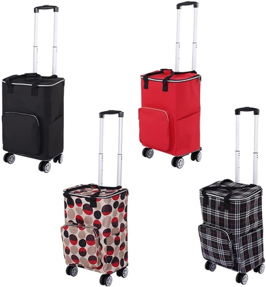 Foldable Shopping Trolley Bag with Wheels Insulated Waterproof Grocery Cart
