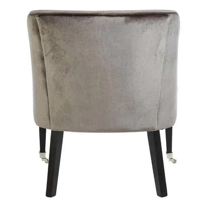 Grey Velvet Accent Chair Tufted Wingback Armchair with Casters for Lounge