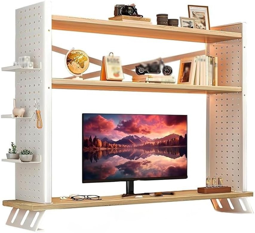 3 Tier Desk Hutch Adjustable Desktop Bookshelf Monitor Stand Organizer 90cm