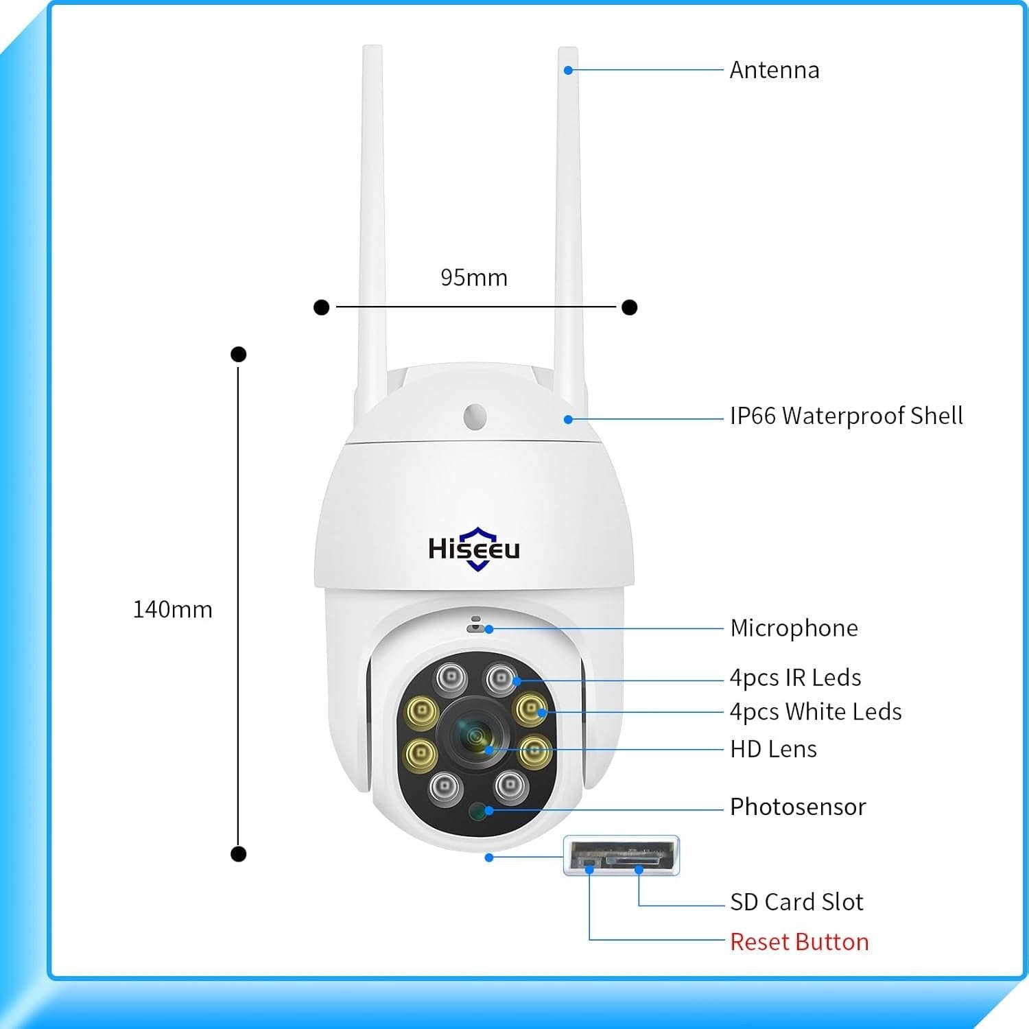 2K PTZ Security Camera Outdoor 360° Auto Tracking Color Night Vision