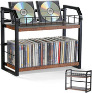 2 Tier CD Storage Rack Vinyl Record Shelf Organizer Holds 60 Discs