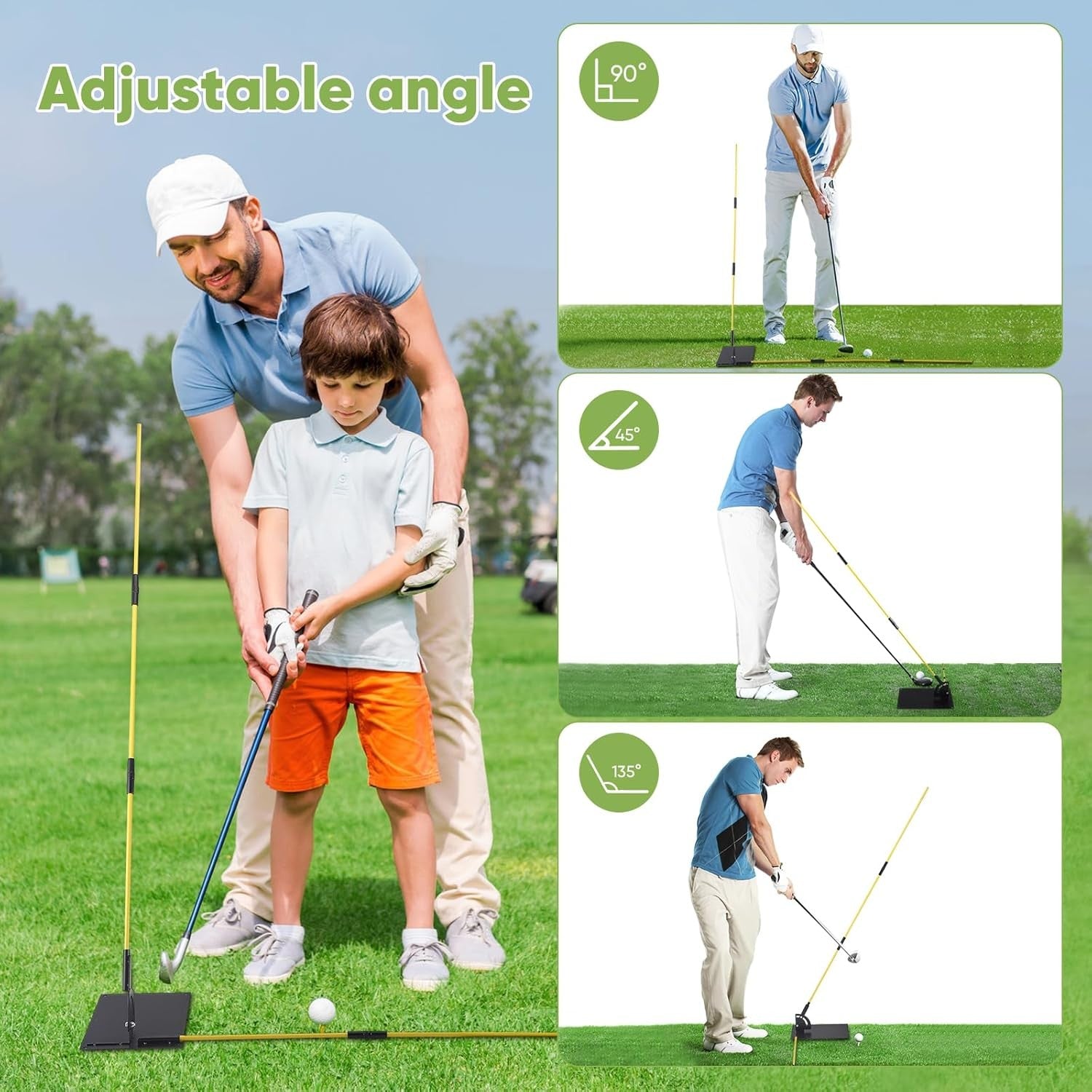 Golf Swing Trainer Alignment Stick Set 2x 1M Rods Holder