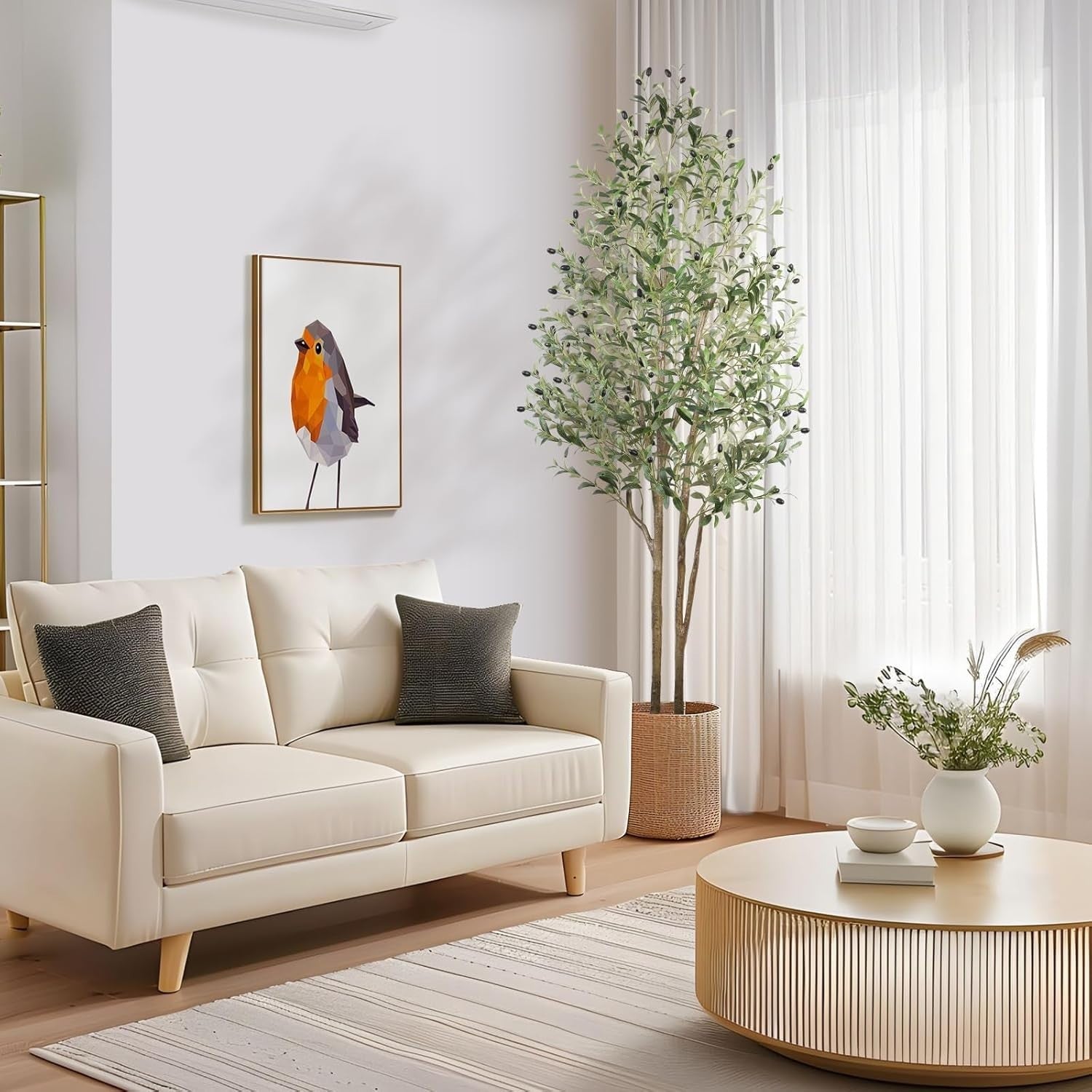 6ft Artificial Olive Tree with Pot Lifelike Leaves Tall Indoor Outdoor Decor