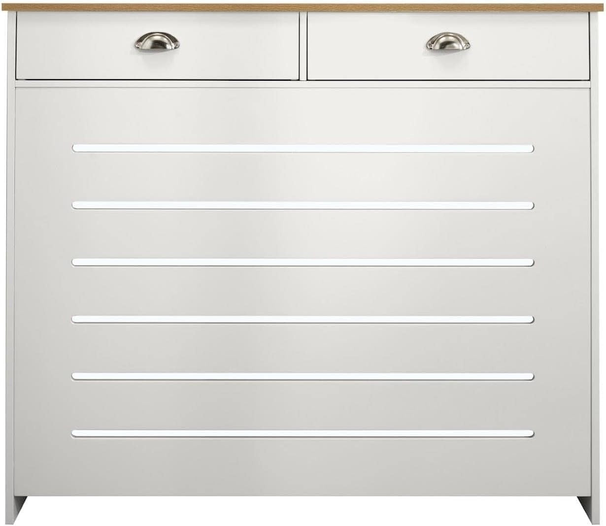 Cream Radiator Cover Cabinet with Storage Drawer Modern MDF Unit