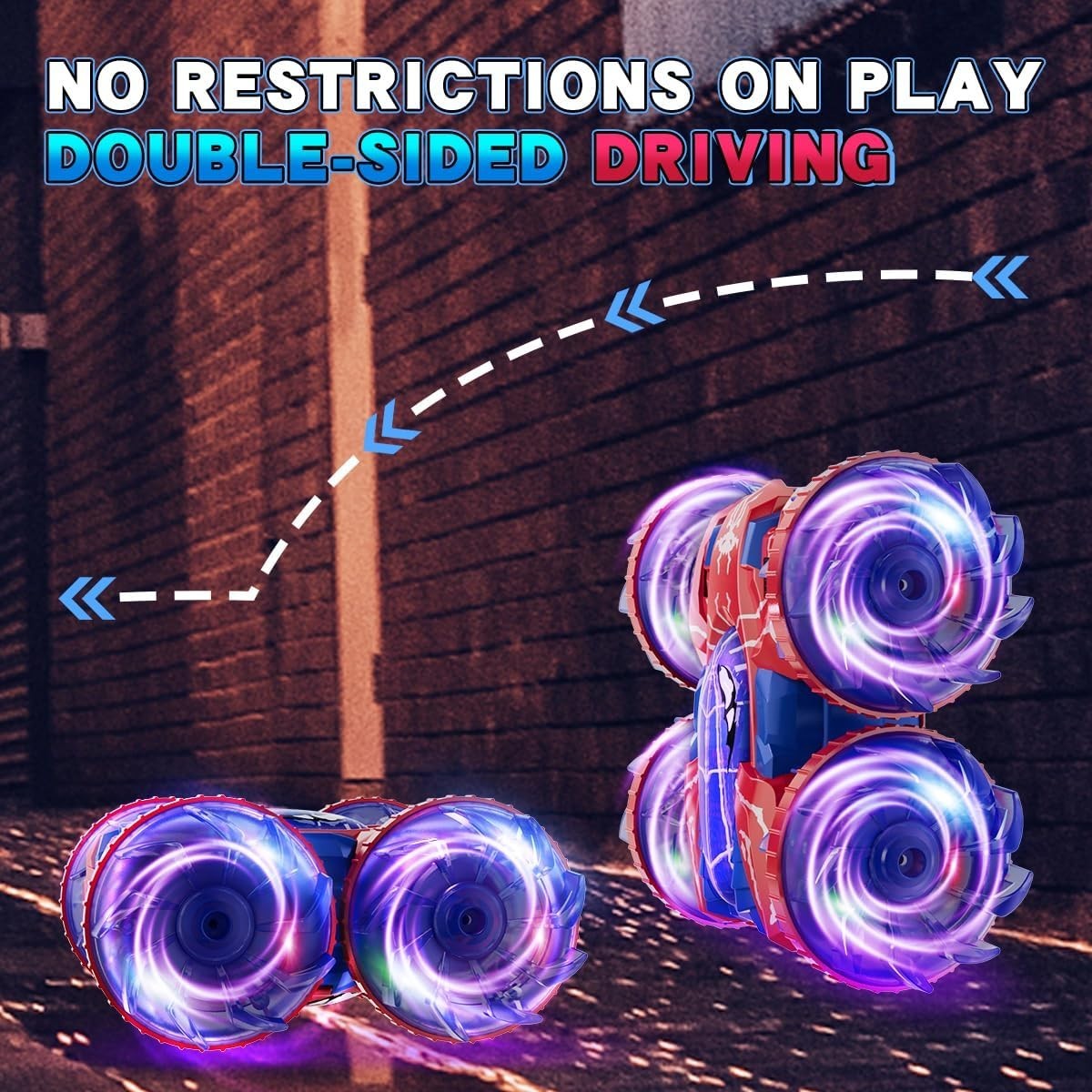 4WD Waterproof RC Stunt Car 360° Rotation Amphibious LED Toy for Kids 3-12