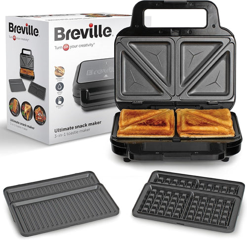 3 in 1 Snack Maker 350W Deep Fill Toastie Waffle Panini 30.7cm