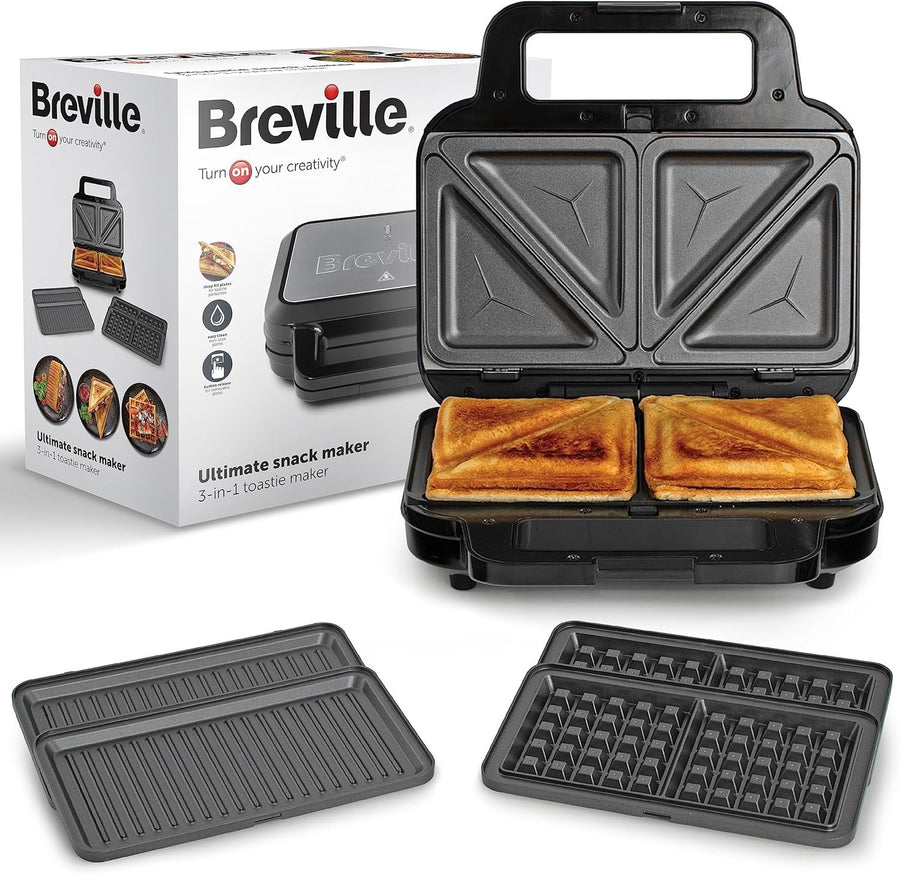 3 in 1 Snack Maker 350W Deep Fill Toastie Waffle Panini 30.7cm