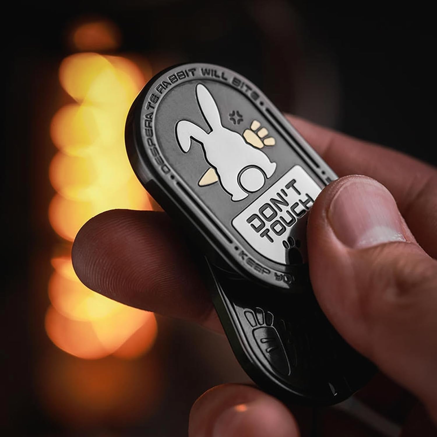 Black Metal Rabbit Fidget Slider EDC Stress Relief Clicker