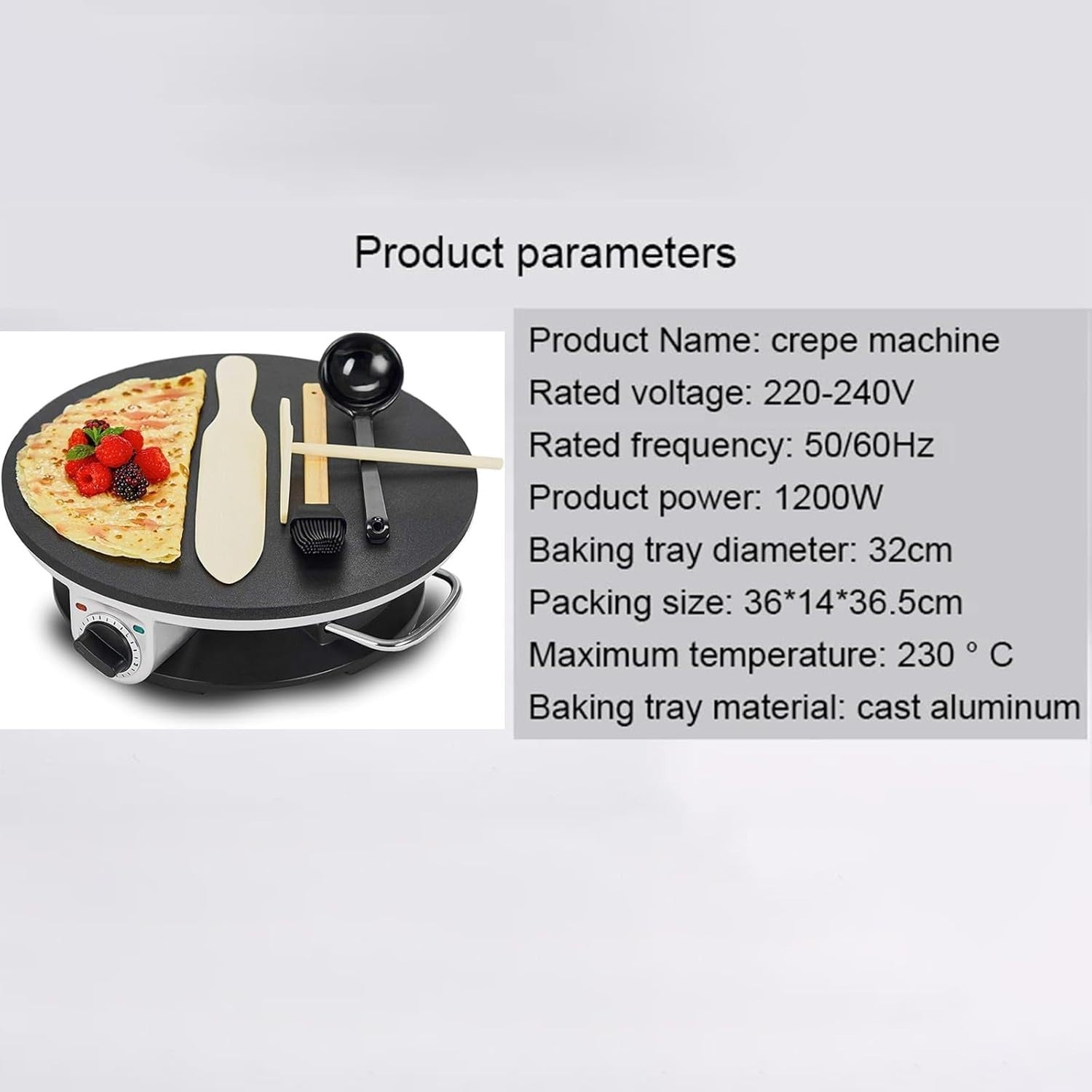 1200W Electric 13-Inch Non-Stick Crepe & Pancake Maker with Adjustable Temp