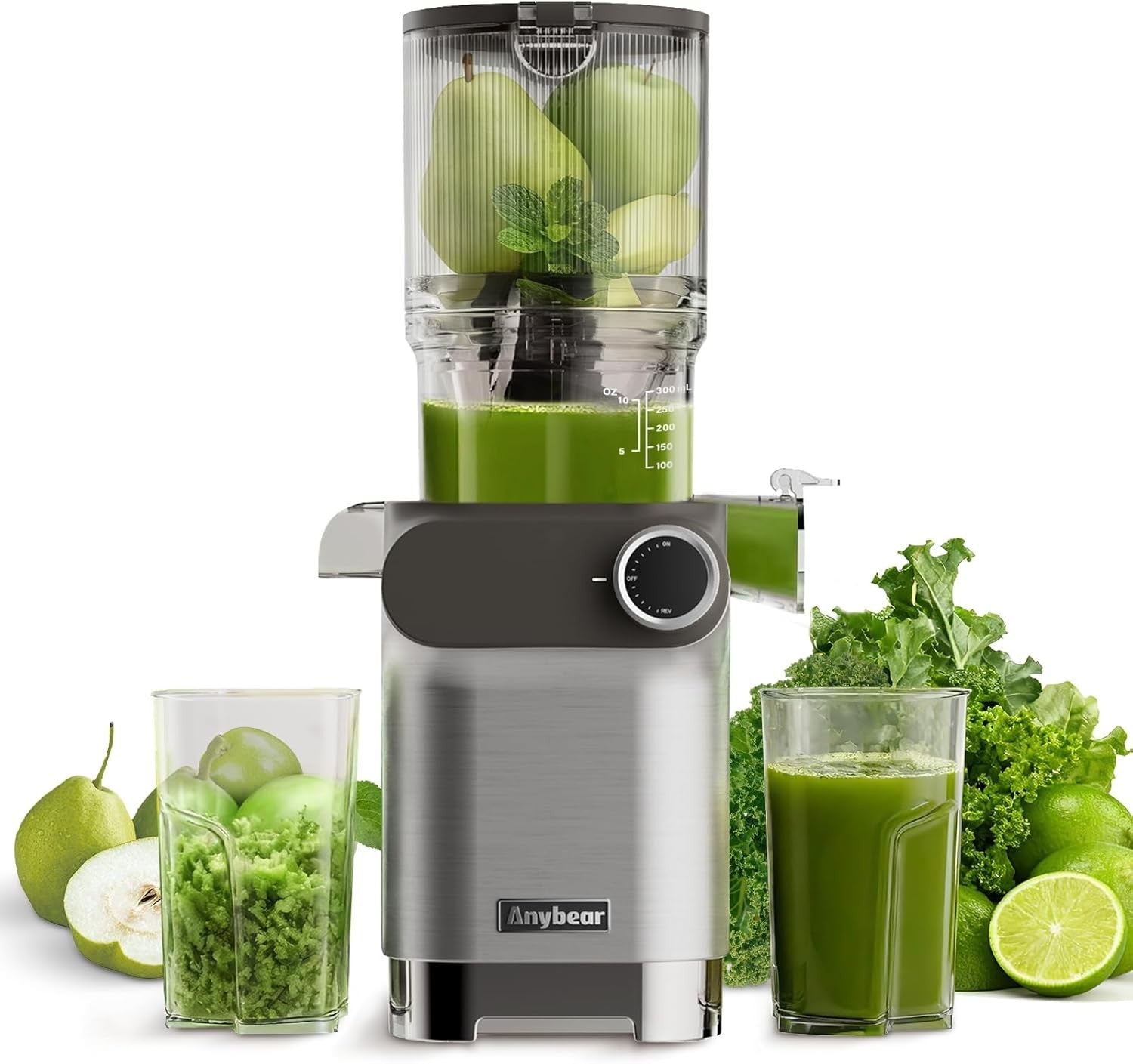 Cold Press Juicer 4.3in Wide Chute Whole Fruit 200W High Yield BPA