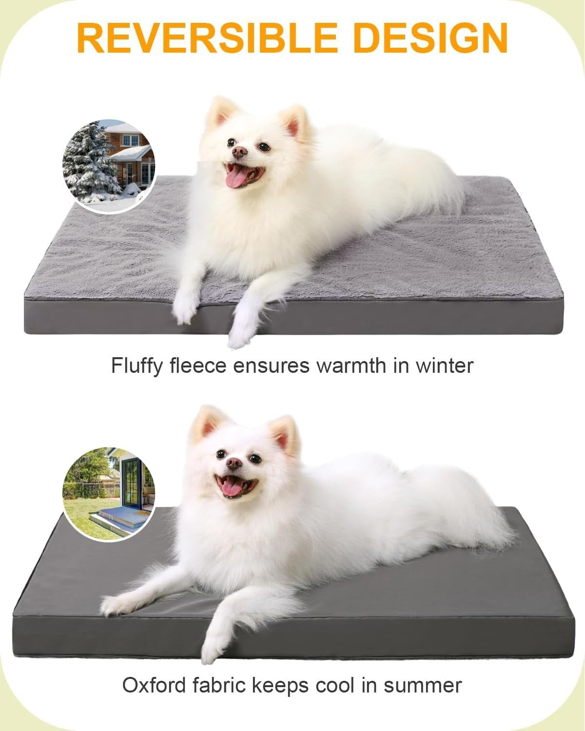 Large Orthopedic Dog Bed 90x57cm Waterproof Washable Dark Grey