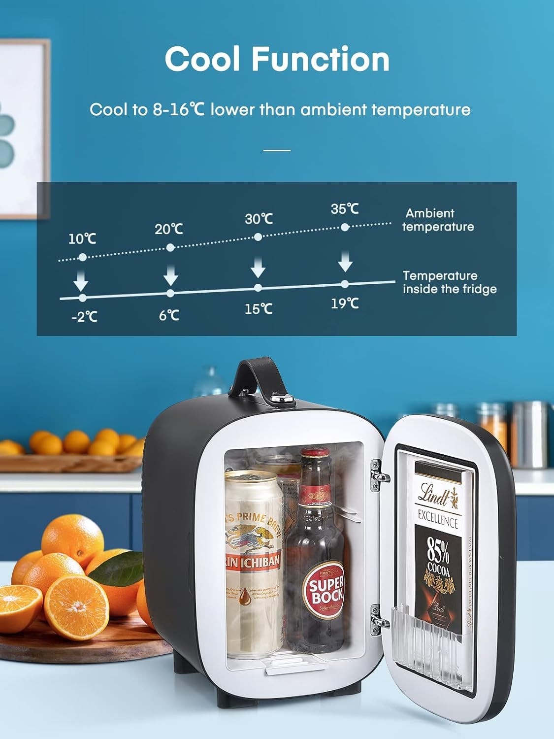 Portable 5L Mini Fridge Small Cooler for Office Bedroom Car Travel Black