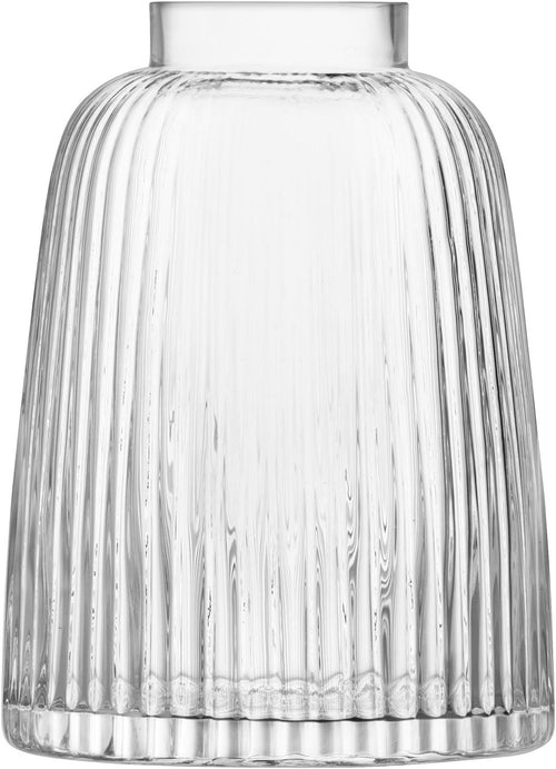 Clear Pleated Glass Vase 26cm Tall Modern Flower Vase Elegant Home Decor