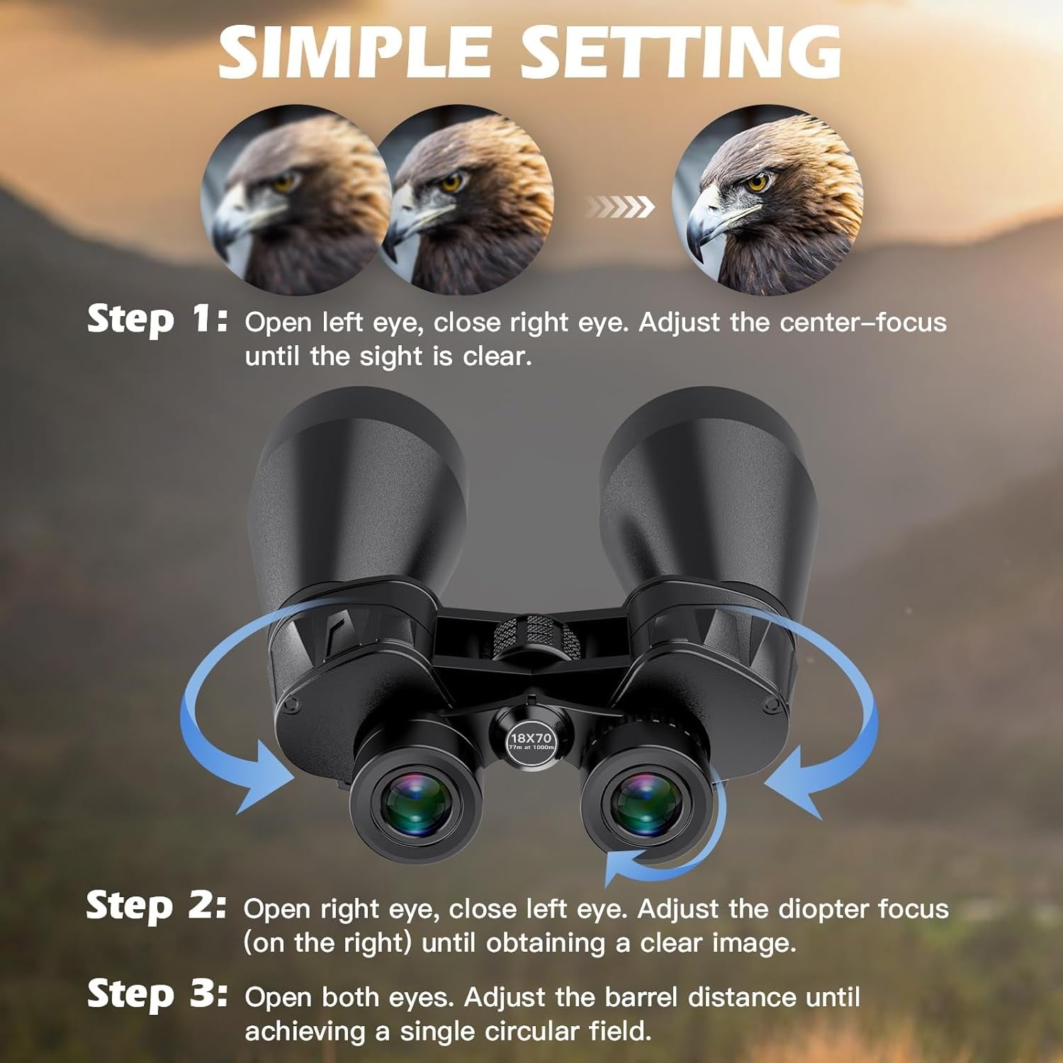 18x70 HD Astronomy Binoculars Waterproof Fogproof Tripod Phone Adapter Long Rang