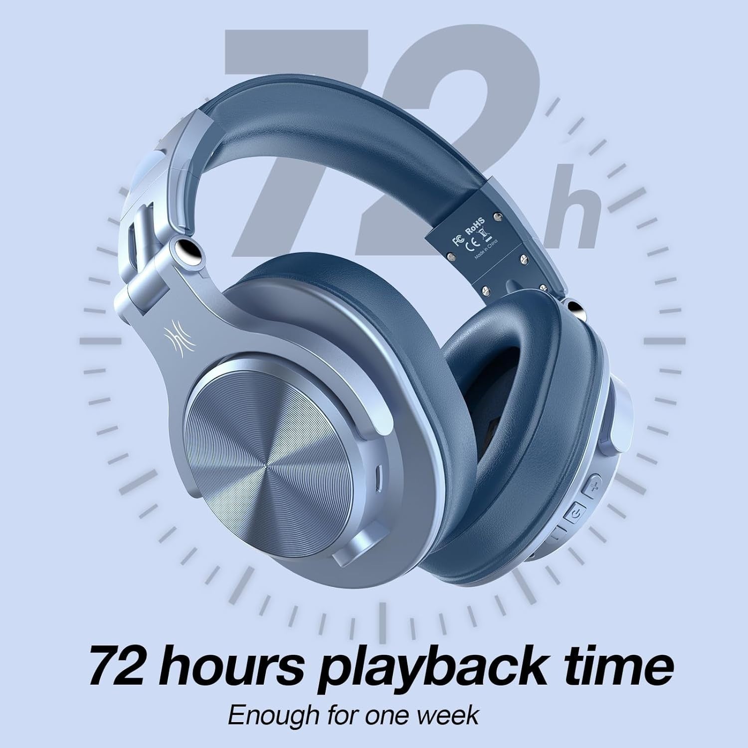 OneOdio A70 Blue Over Ear Headphones Wireless Wired DJ Studio 72H Playtime