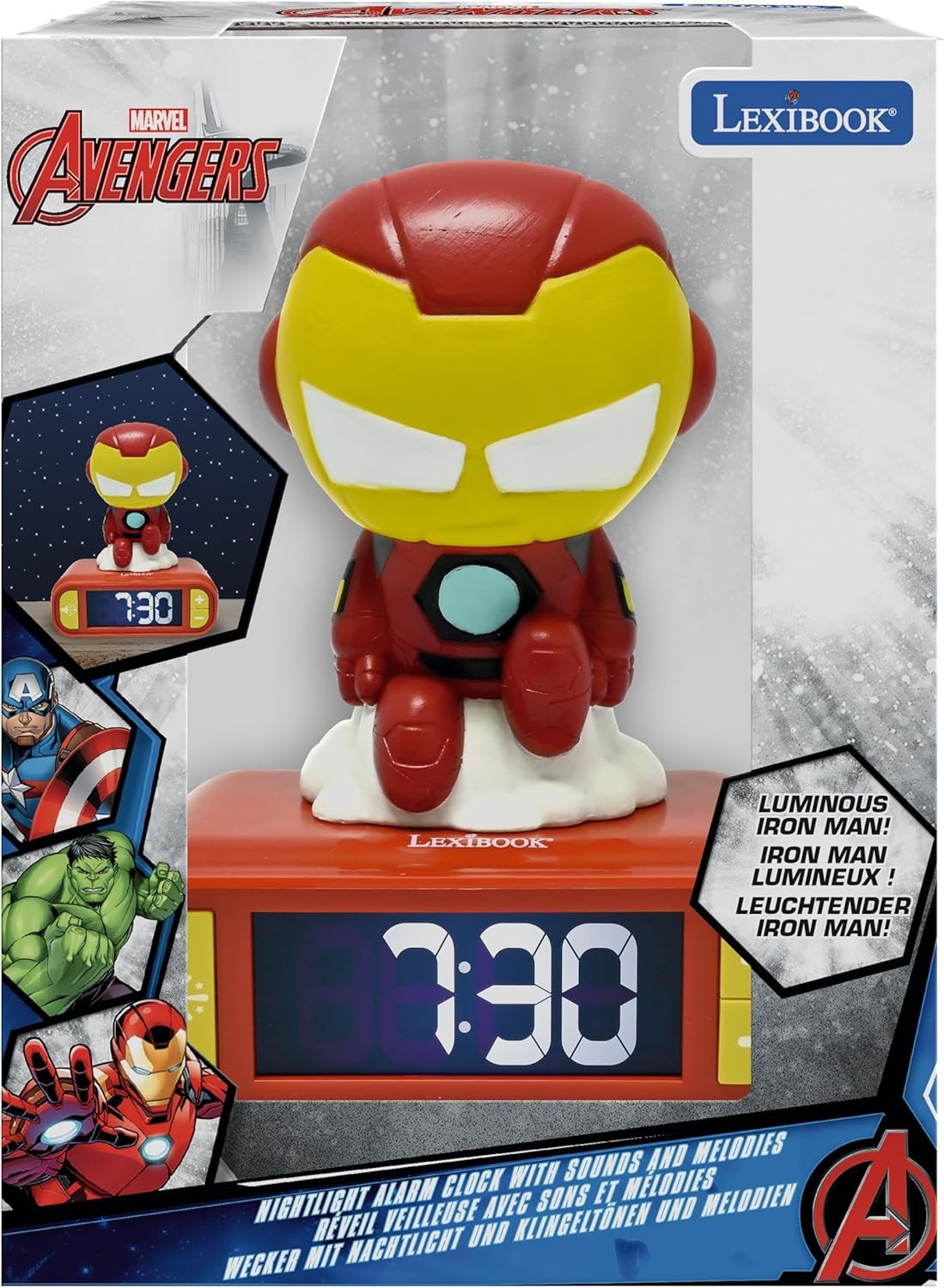 Kids Superhero Alarm Clock Night Light LED Display  Sounds Bedroom