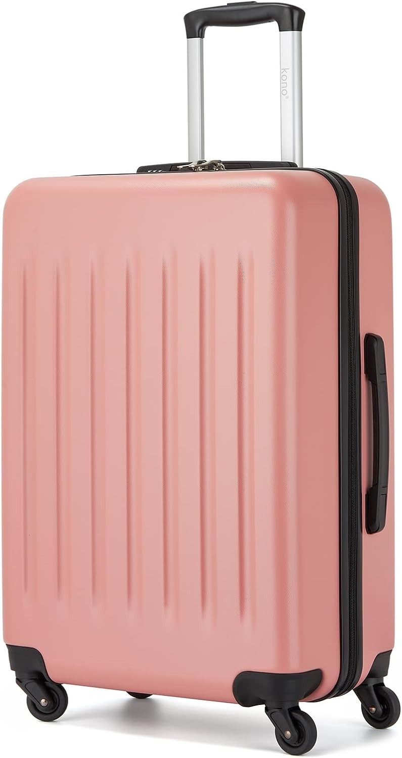 24'' Nude Medium Check In Suitcase ABS PC Hard Shell 4 Spinner Wheels 58L