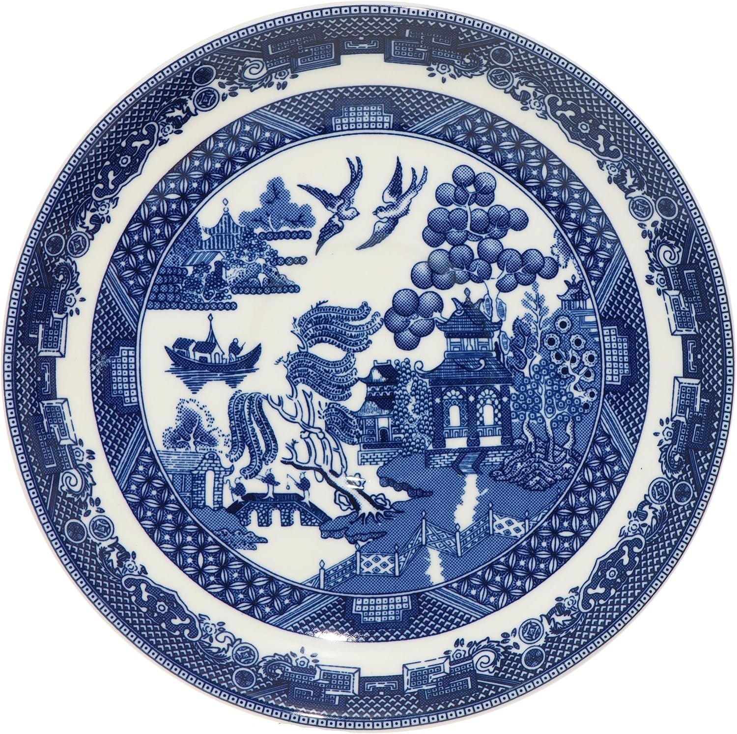 20 Piece Blue White Dinner Set Porcelain Plates Bowls Cups Saucers Classic