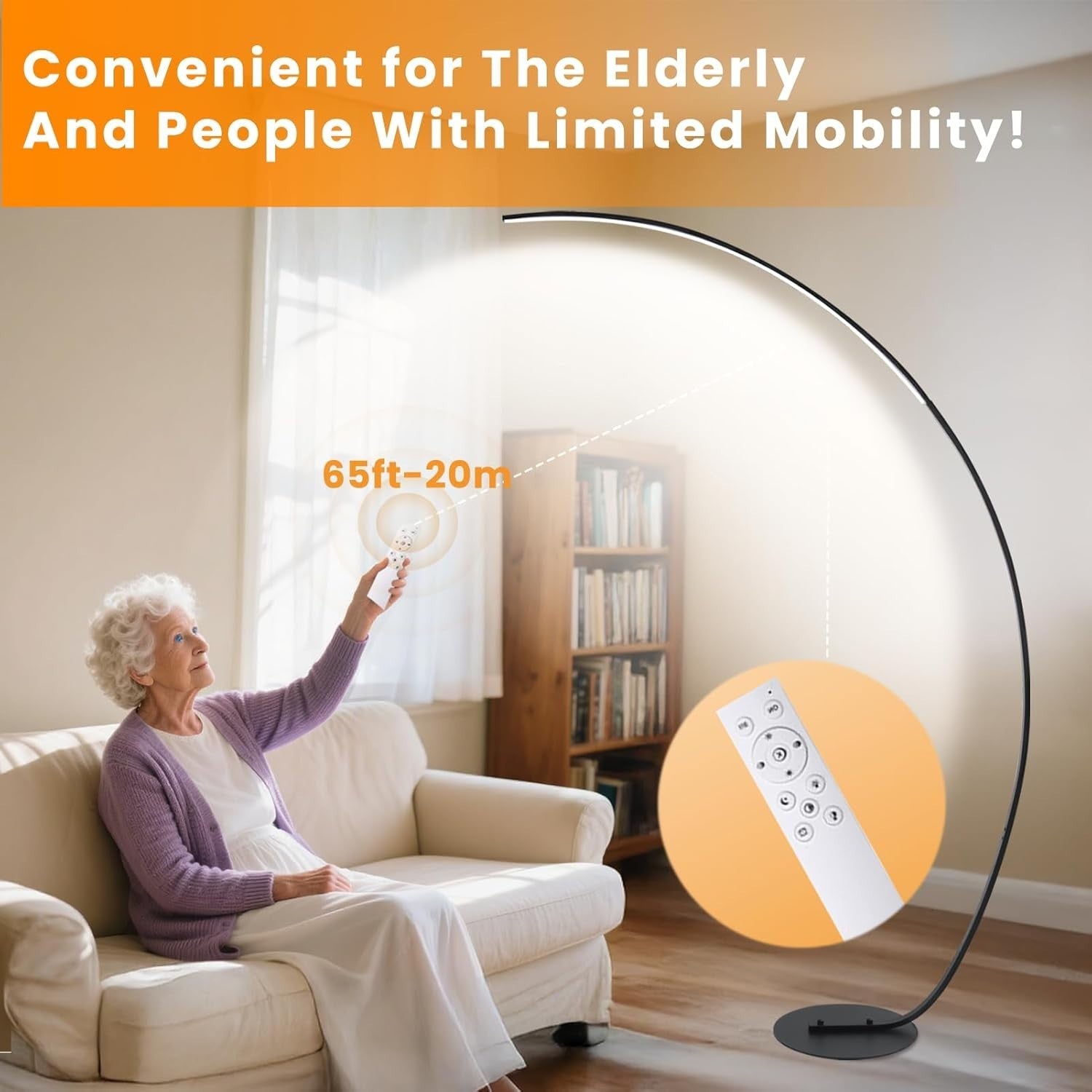 40W Adjustable Brightness Floor Lamp with Remote & Flicker-Free LED Light